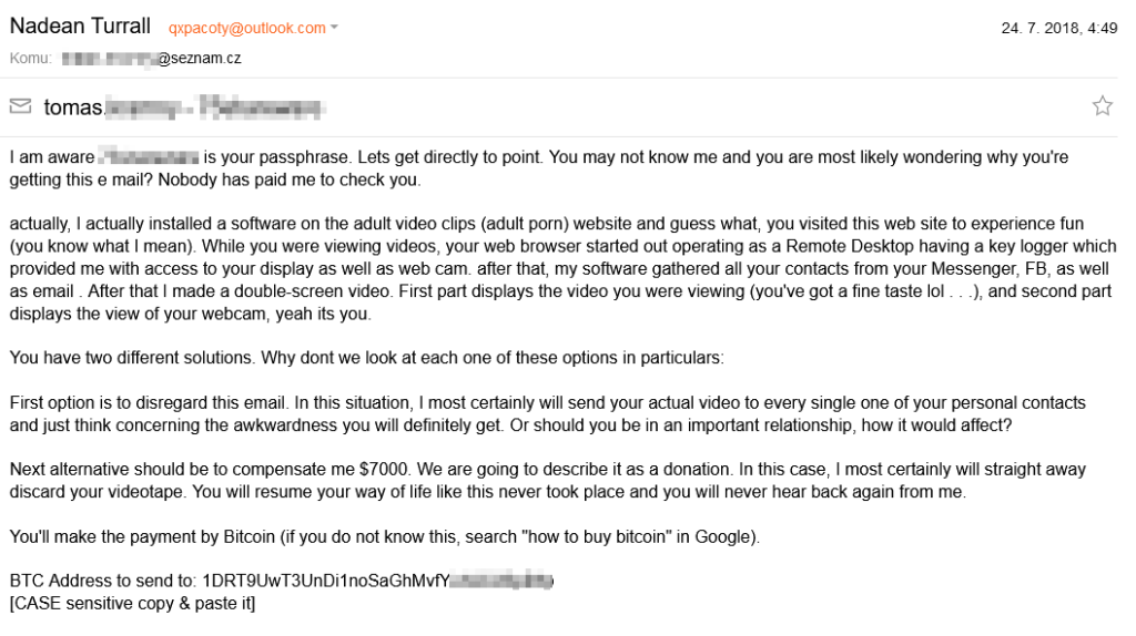 Vyděračský e-mail tvrdí, že útočník zná vaše heslo.