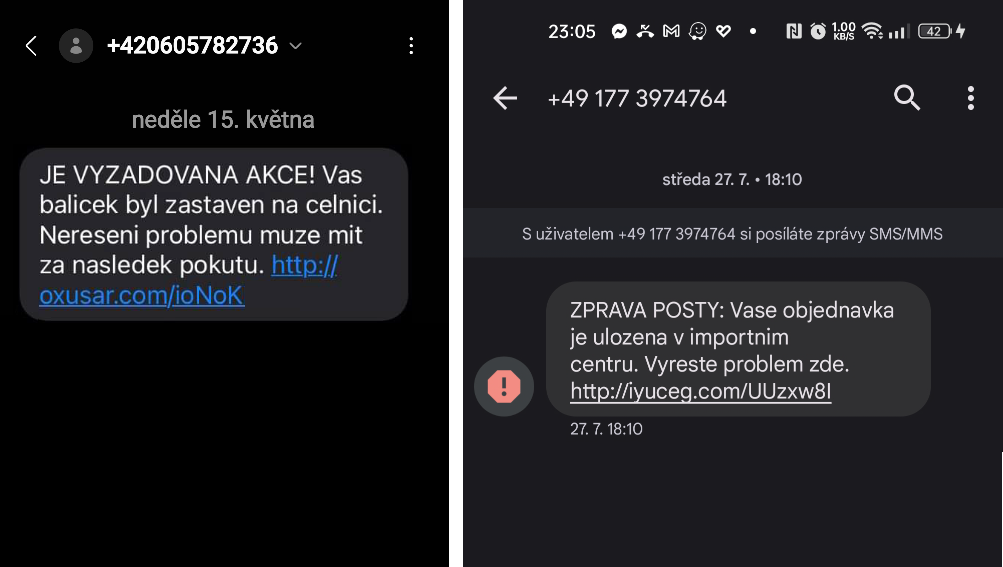 SMS o balíčku nebo zásilce tlačí na vyřešení problému přes odkaz.
