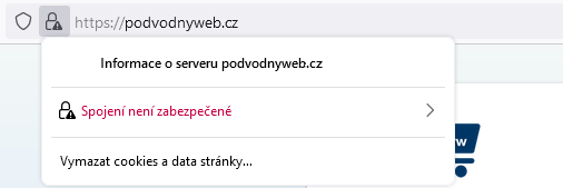 Prohlížeč upozorňuje na bezpečnostní problém webu.