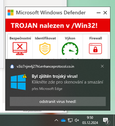 Webové oznámení se vydává za Windows Defender a snaží se vyvolat paniku.