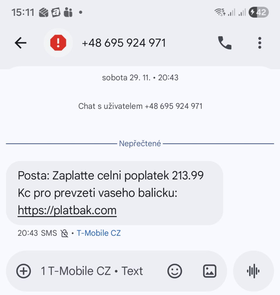 Ukázka SMS v CORE verzi