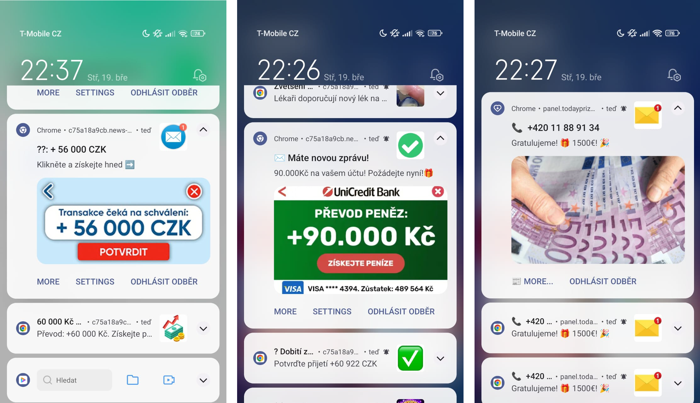Náhled phishingové stránky WhatsApp